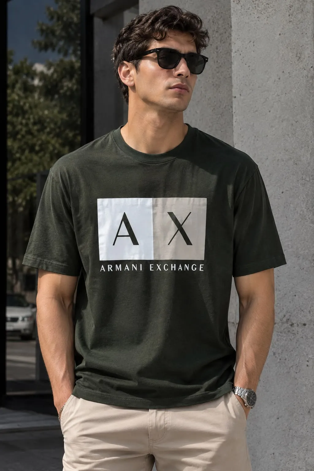 Armani Exchange Verde Militar Monograma