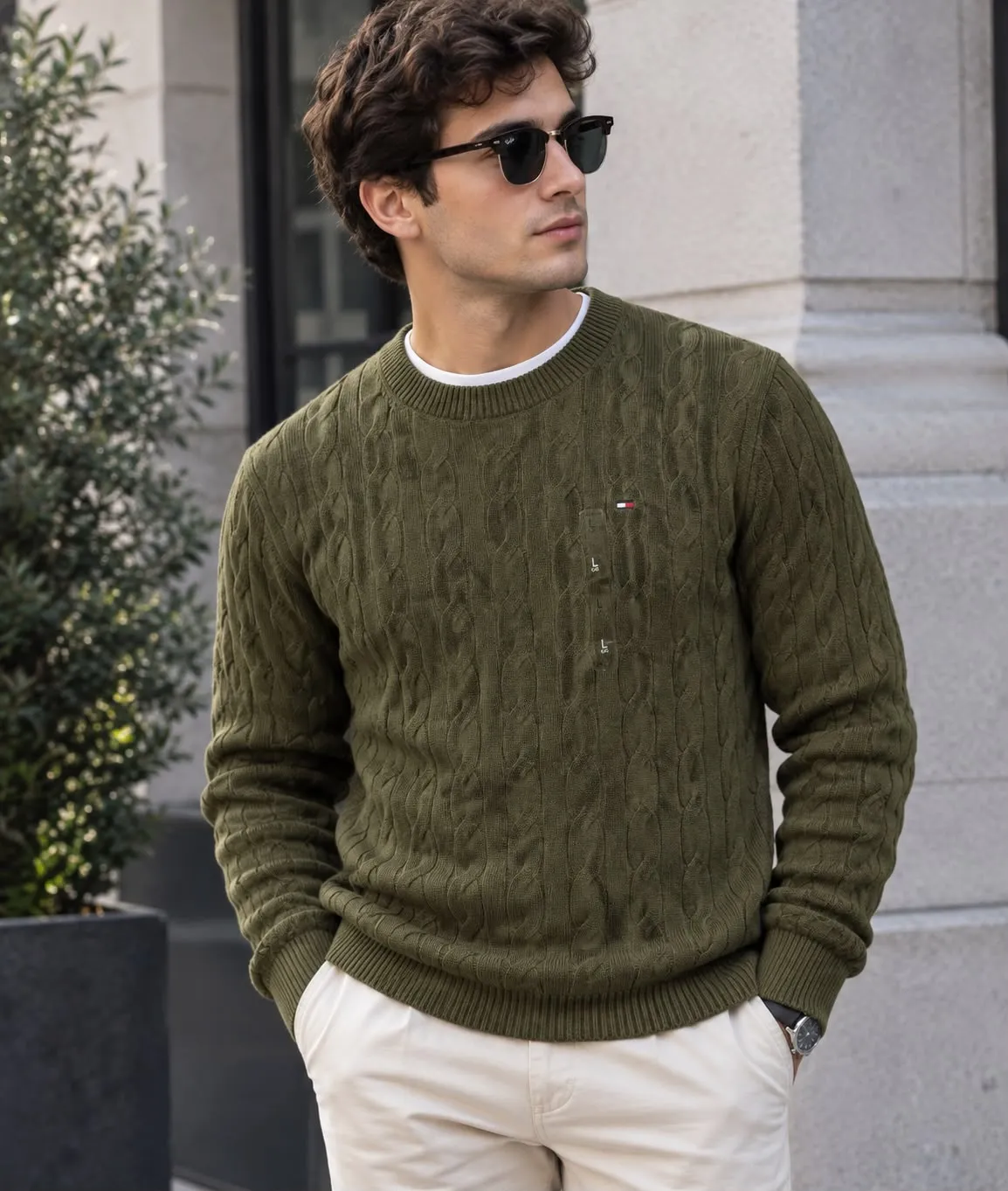 Tommy Hilfiger Verde Militar Tejido
